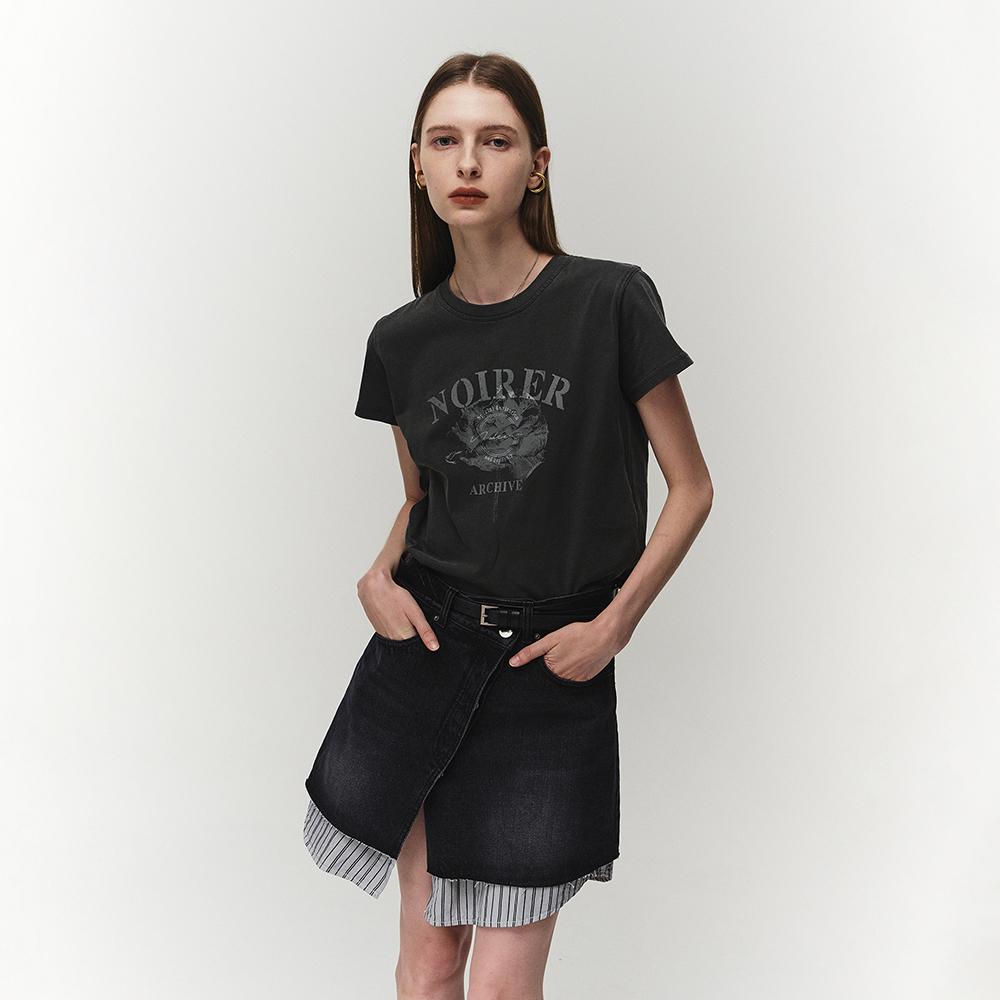 [예약배송 3월 27일] 아카이브 프린트 크롭 티셔츠 (그레이)