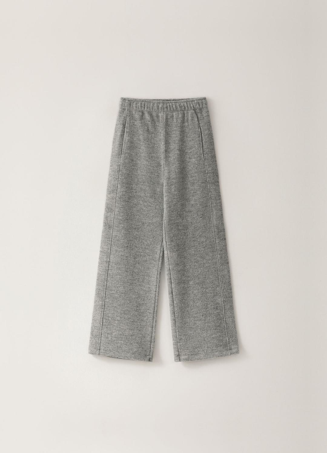 Wool Boucle Banding Pants - Gray