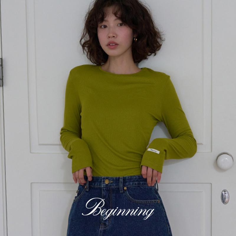 프롬비기닝 [MADE]소프트텐션 슬림 티셔츠 (5color) (하객룩 출근룩 하객 가을 롱슬리브 오피스룩 긴팔 살안타 기본티 상의)