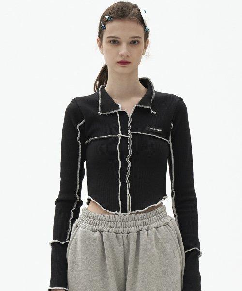 Pintuck pique T-shirts_BK