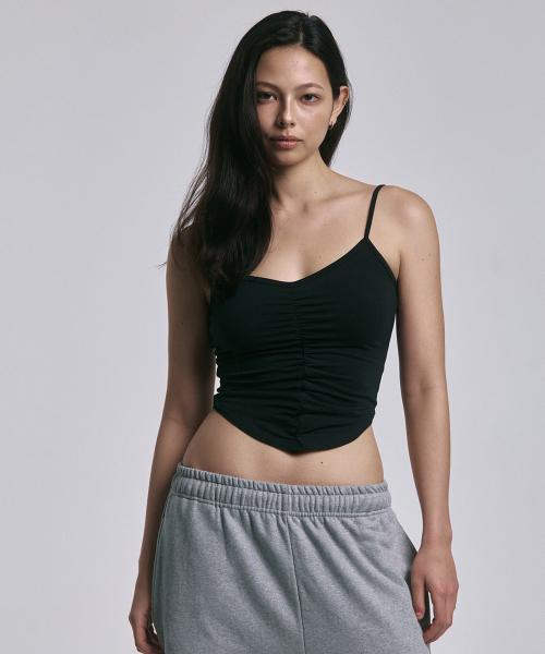 Darlin Shirring Sleevless Top (Black)