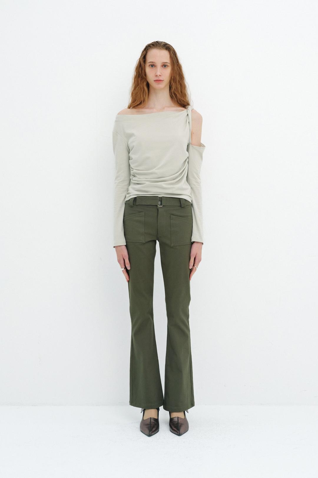 Velcro Belt Pants _ Khaki