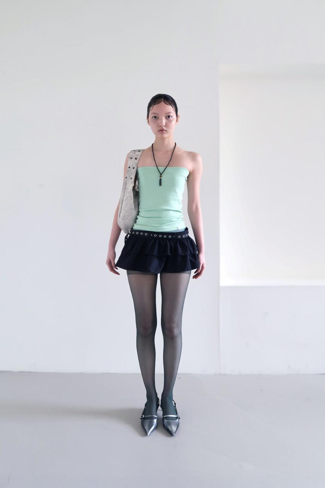 FRILL WRAP SKIRT - BLACK