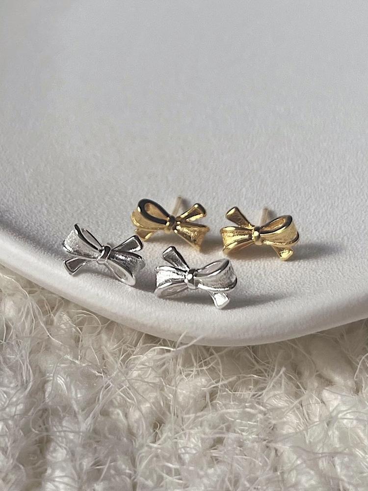 [실버925] 샤인 샌딩 리본 귀걸이 (2color)