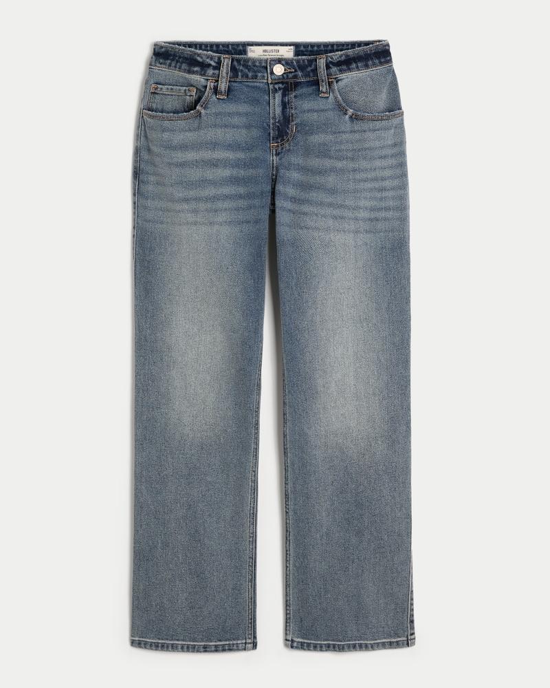Low-Rise Medium Wash Relaxed Straight Jeans