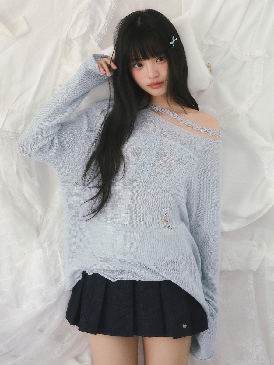 Weekendhub Digital Number Jacquard Cover-up Top