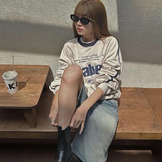 [주문폭주/핏보장] 멜로 레터링 오버핏 맨투맨 - 3 color