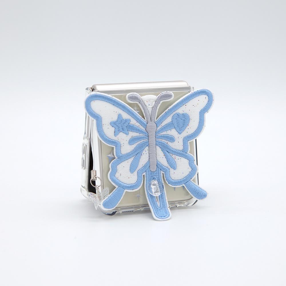 SUN CASE CLEAR  PATCH BUTTERFLY BLUE (Z FLIP)