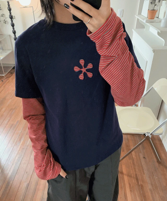 🚀오늘출발 [유니크/빈티지] 우이 레이어드 스트라이프 긴팔 티셔츠