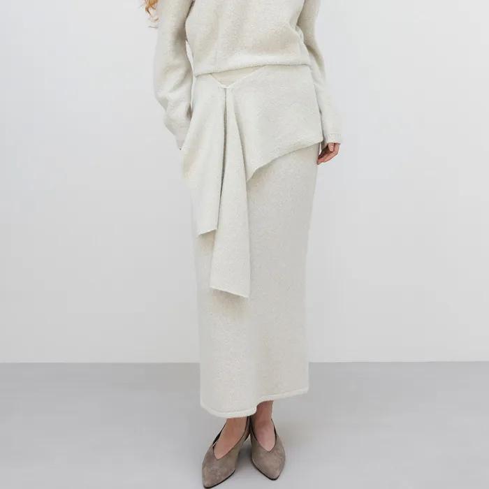 Baby Alpaca Maxi Skirt_Tea