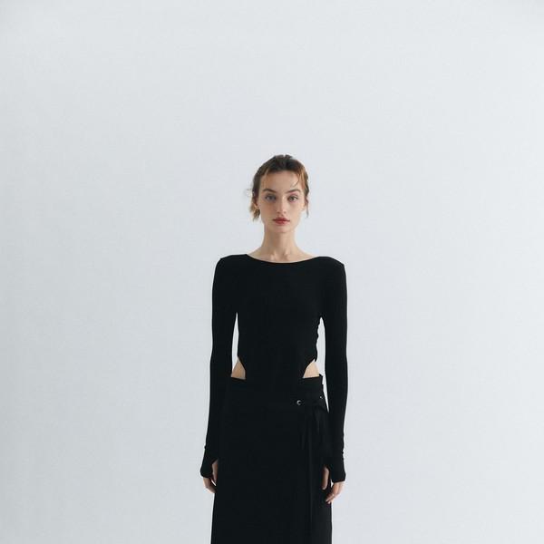 PLEATED MIDI WRAP SKIRT, BLACK