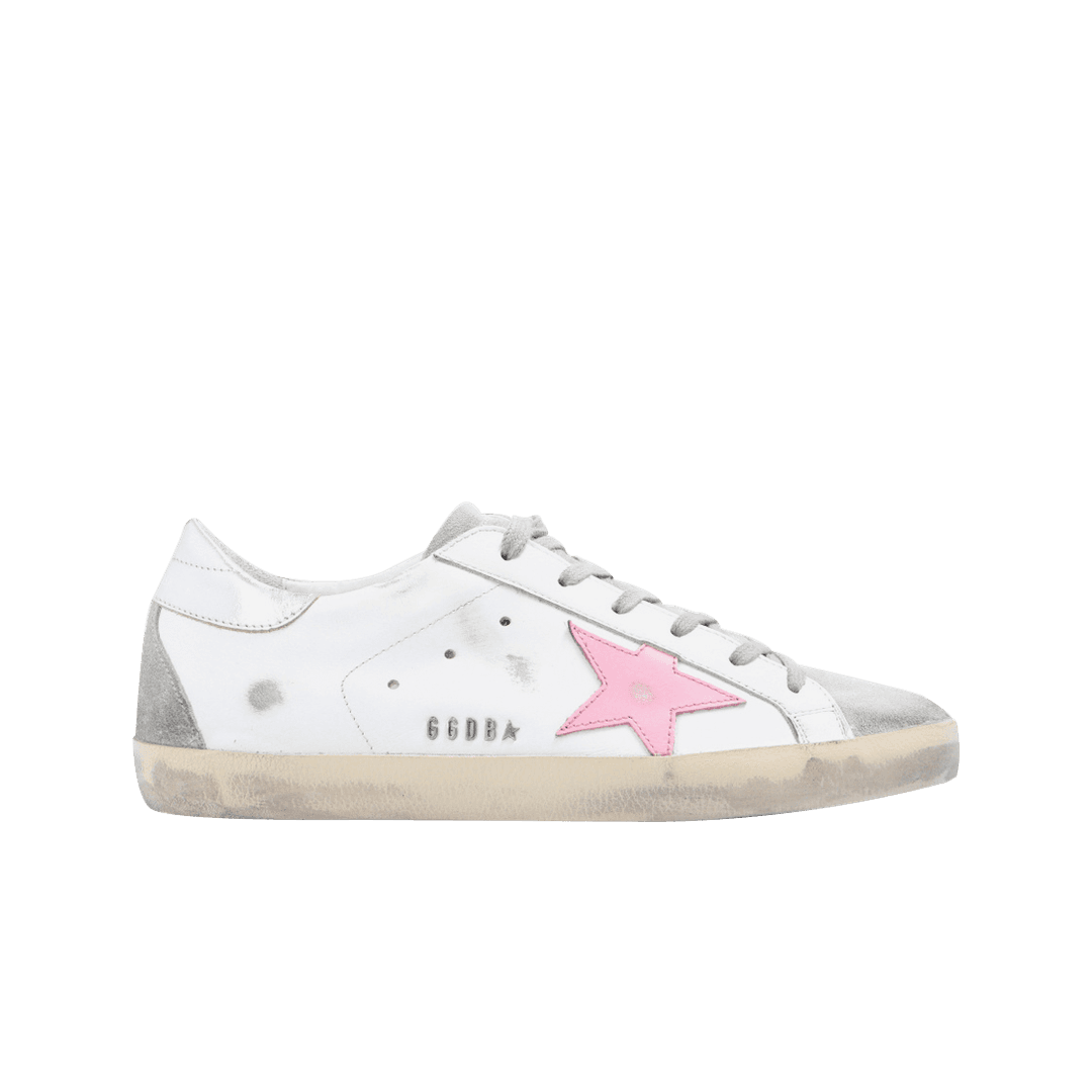 (W) Golden Goose Superstar White Pink Silver Heel Tab Sneakers