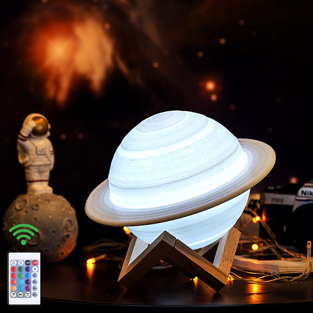 아름다운 고리를 가진 토성 LED 충전식 무드등 10cm+리모컨 증정