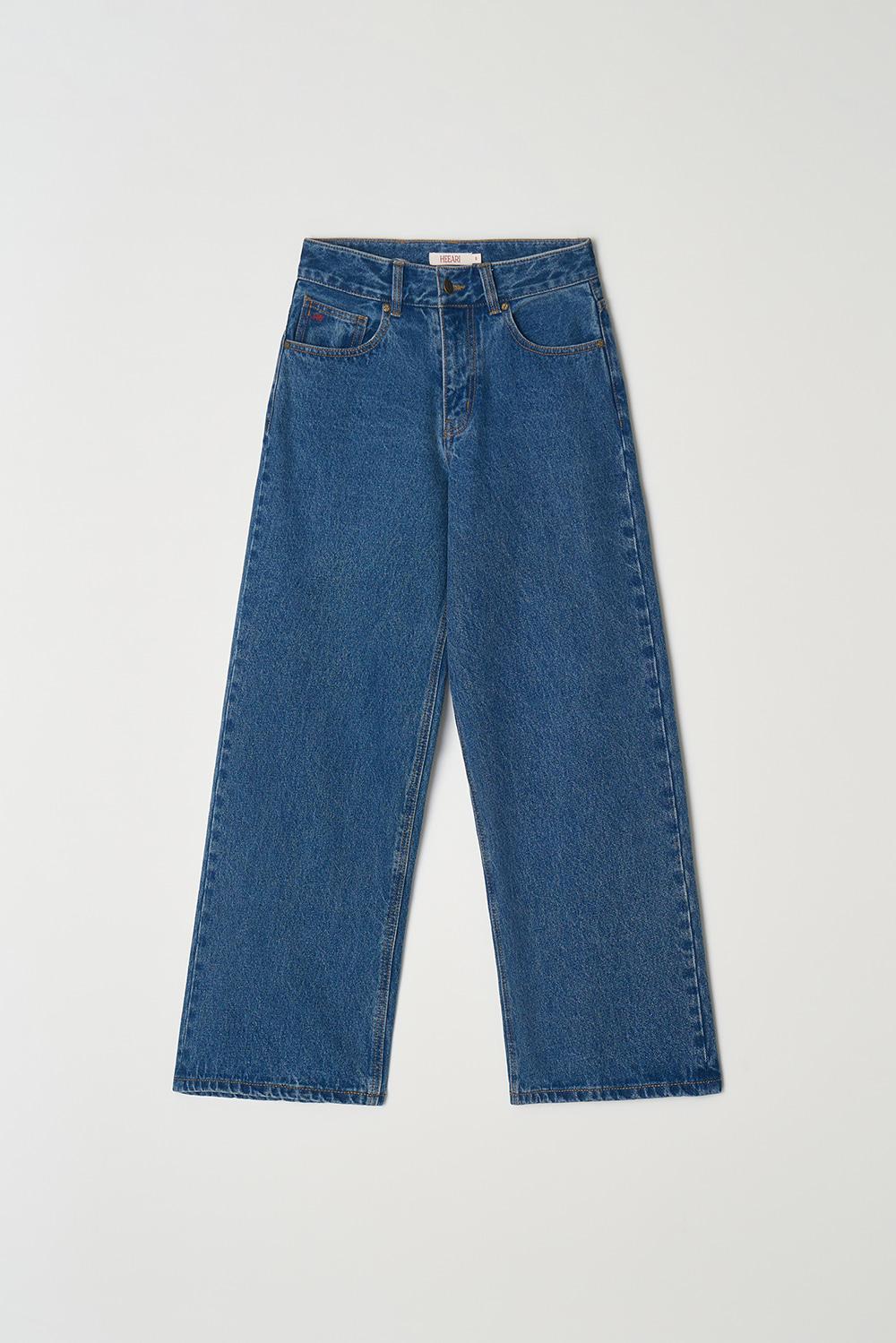 샐리 클래식 와이드 데님 팬츠_미드블루