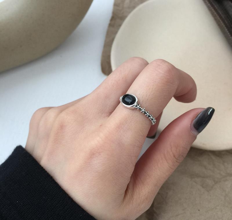 오닉스 플라워밴드 실버 오픈링