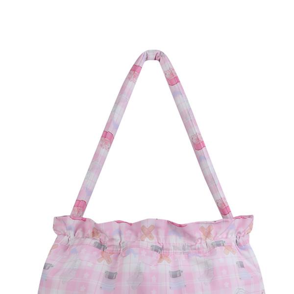 pink check illustration Padding bag
