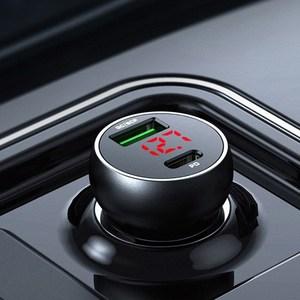 맥도도 듀얼 C타입 + USB-A타입 디스플레이 차량용 고속 충전기 45W, CC-7030, 블랙