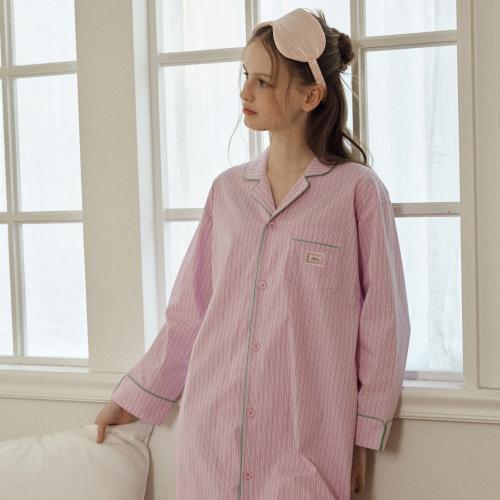 [소프트허그]코튼 스트라이프 원피스 파자마