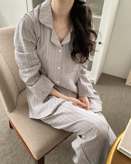 [unisex] 구스 오버핏 긴팔 파자마 set - 사계절 추천