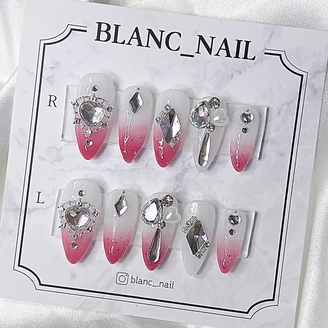 📢빠른출발📢재입고프리미엄 실물갑 핑크공주 파츠파티 수제네일팁 /컬러 퍼플 변경가능