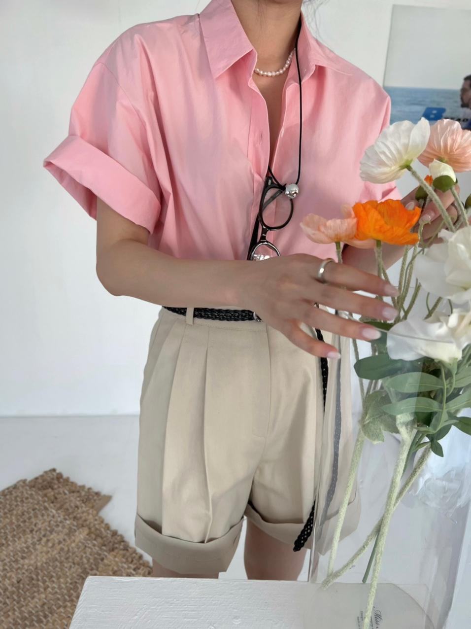 플루디 이온 롤업 크롭 반팔 셔츠 남방