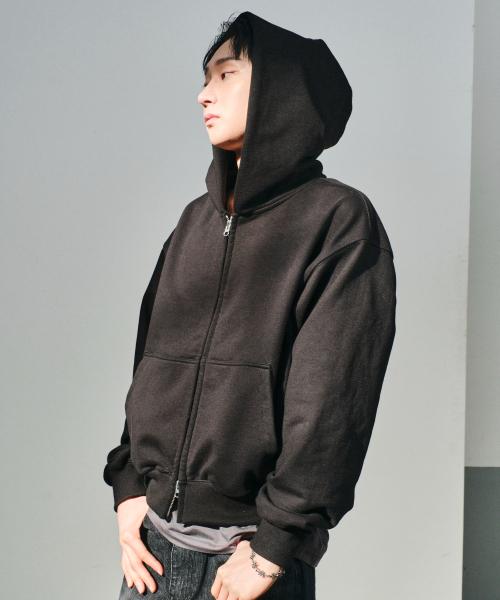 UNIFORM CROP HOOD ZIP-UP (BLACK)