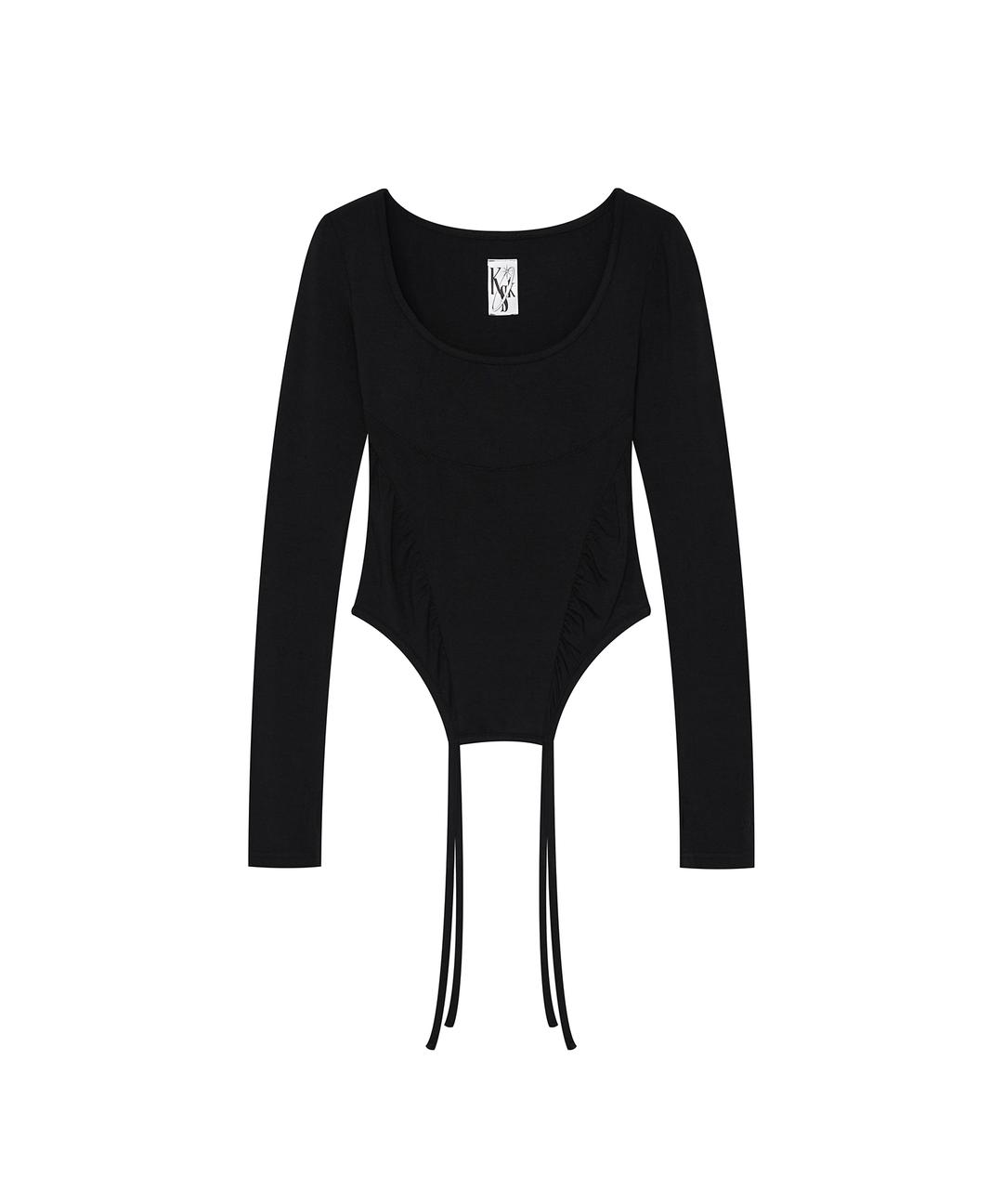 Slinky Shirring Bodysuit Black