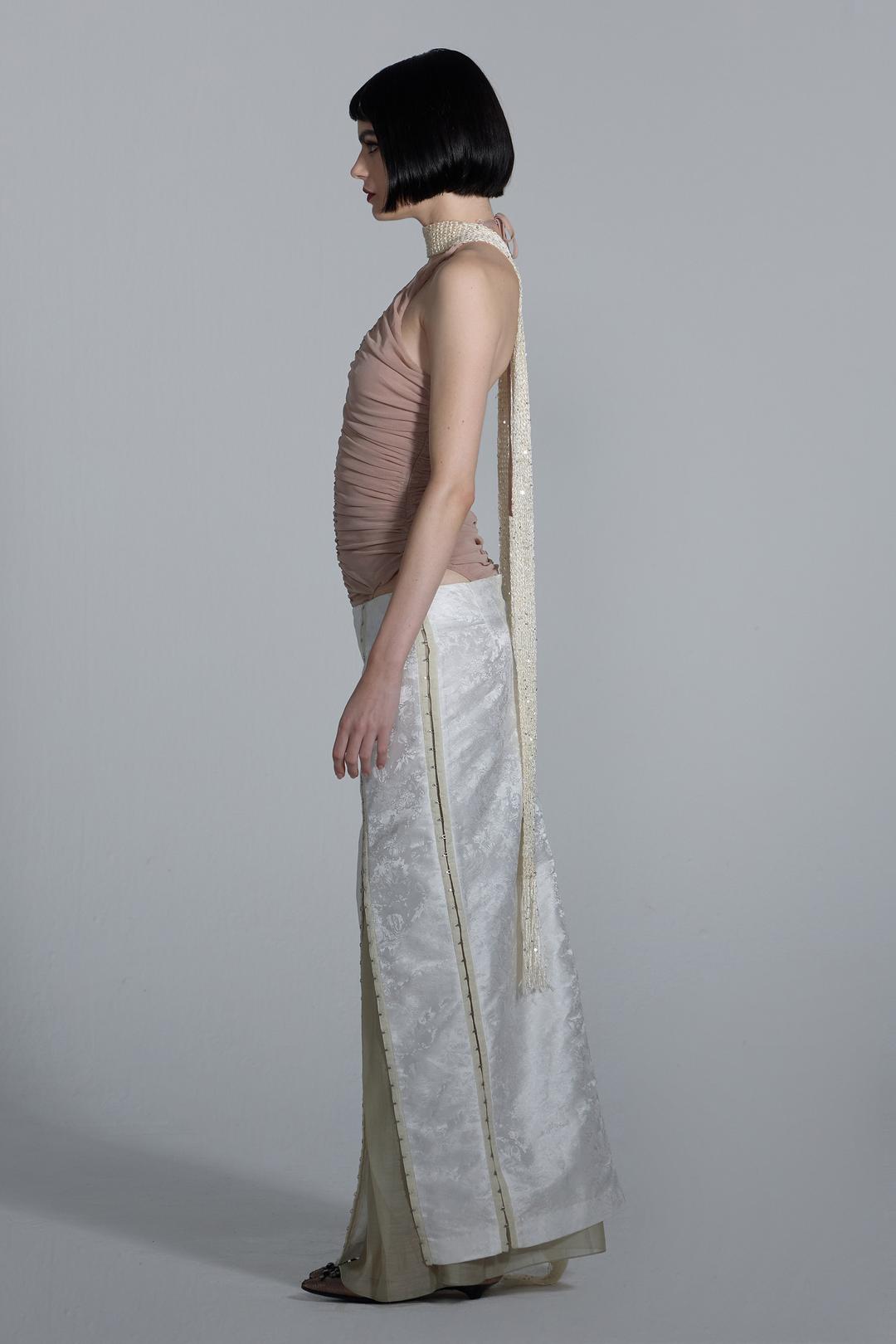 Jacquard Layered Skirt White