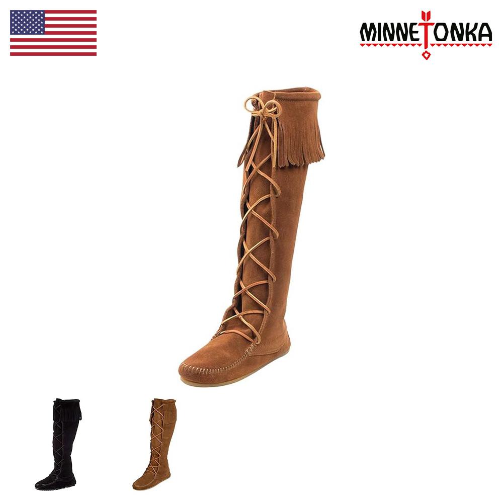 미네통카 여성 롱부츠 3색상 Front 레이스 니하이