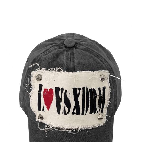 LOVE STUD BALL CAP (WASHED BLACK)
