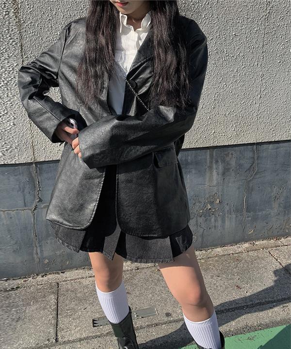 [MADE] 마인 레더 블레이저 자켓