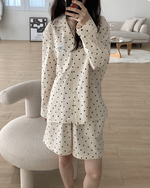 온오프미 버터링 면 긴팔 반바지 파자마 set - 루즈핏, high quality !