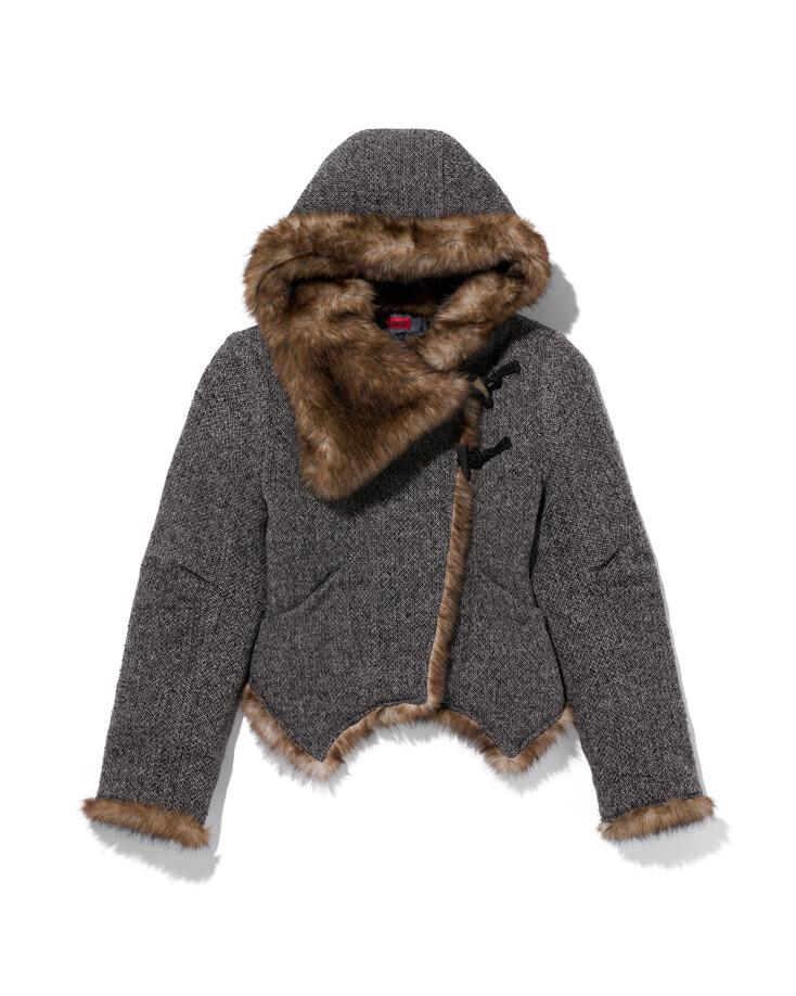 FAUX FUR VESPER JACKET - WHITE/BLACK