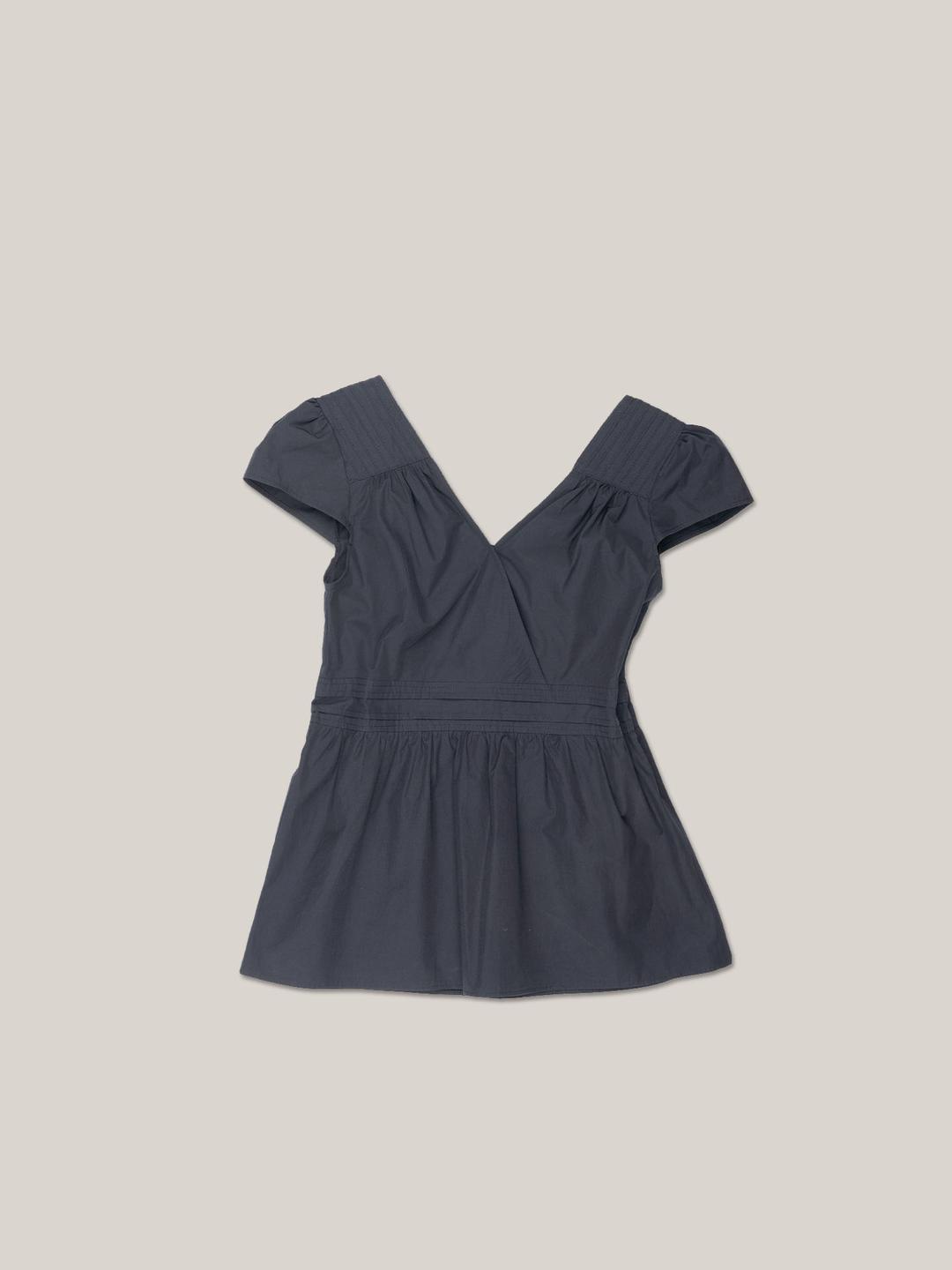 PUFF PIN TUCK BLOUSE  [ NAVY ]