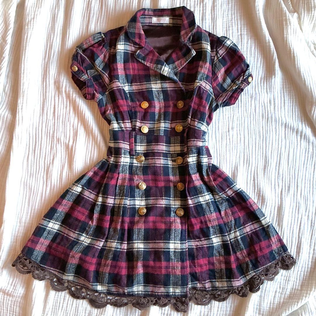 2000s LIZLISA 希少 ギンガムチェックジャケットワンピース 姫カジ