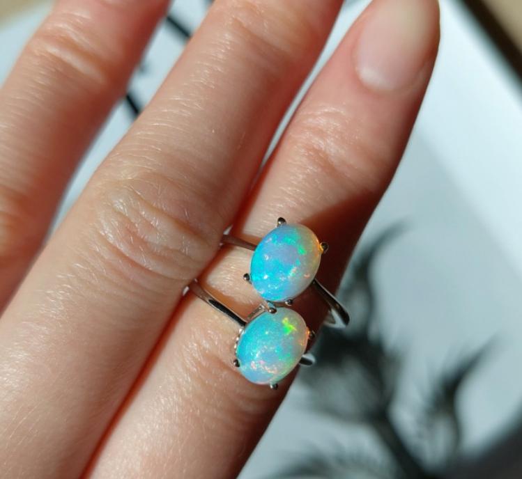 천연 오팔 반지 탄생석반지 죠이아[9X7큰 사이즈]