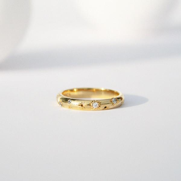 flowers carved ring / 3mm