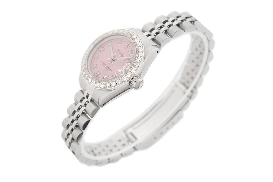 Rolex Ladies Datejust 18K Gold & Steel 1 CT Diamond Pink Watch w/ Jubilee Band