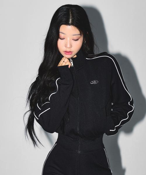 W PIPING LINE ZIP UP JACKET [BLACK]