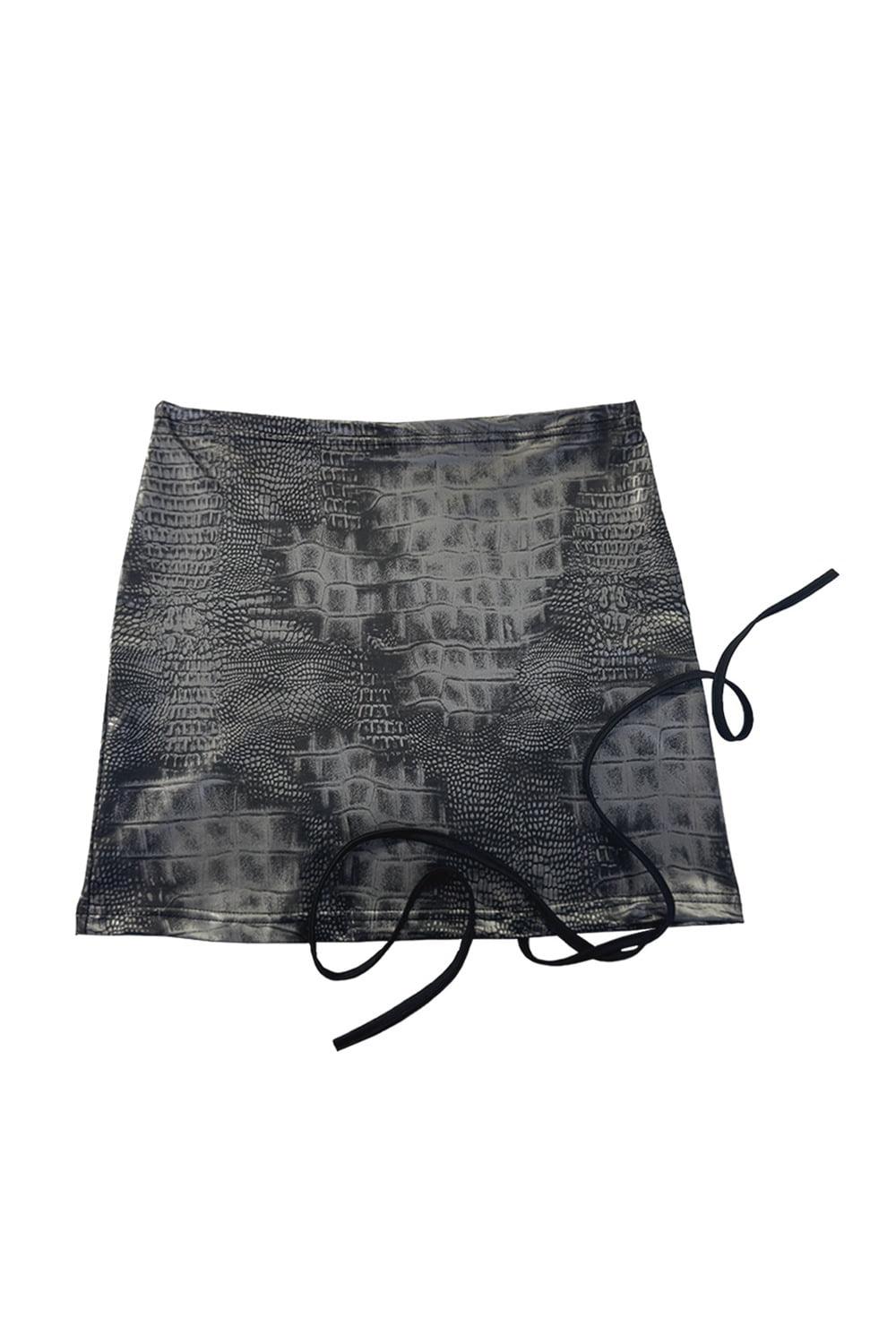 PYTHON PRINT MINI SKIRT (BLACK)