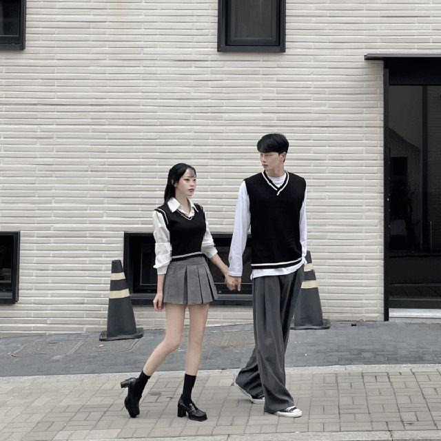 Love song 베스트 시밀러 (3color) #1973 라인 크롭 카라 배색 캠퍼스 커플 시밀러 데일리 데이트 유니섹스 남여공용 여친 남친 신혼 여행 이벤트 생일 기념일 룩