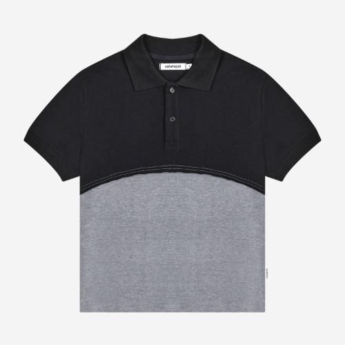 REGULAR HALF ROUND PK TEE (BLACK/GRAY)