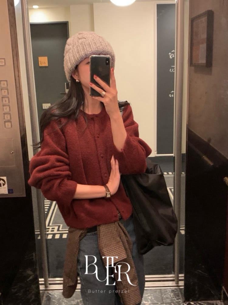 버터프레즐마켓 베르가못 노이 가디건, 울 라운드넥 긴팔 데일리cd 3color