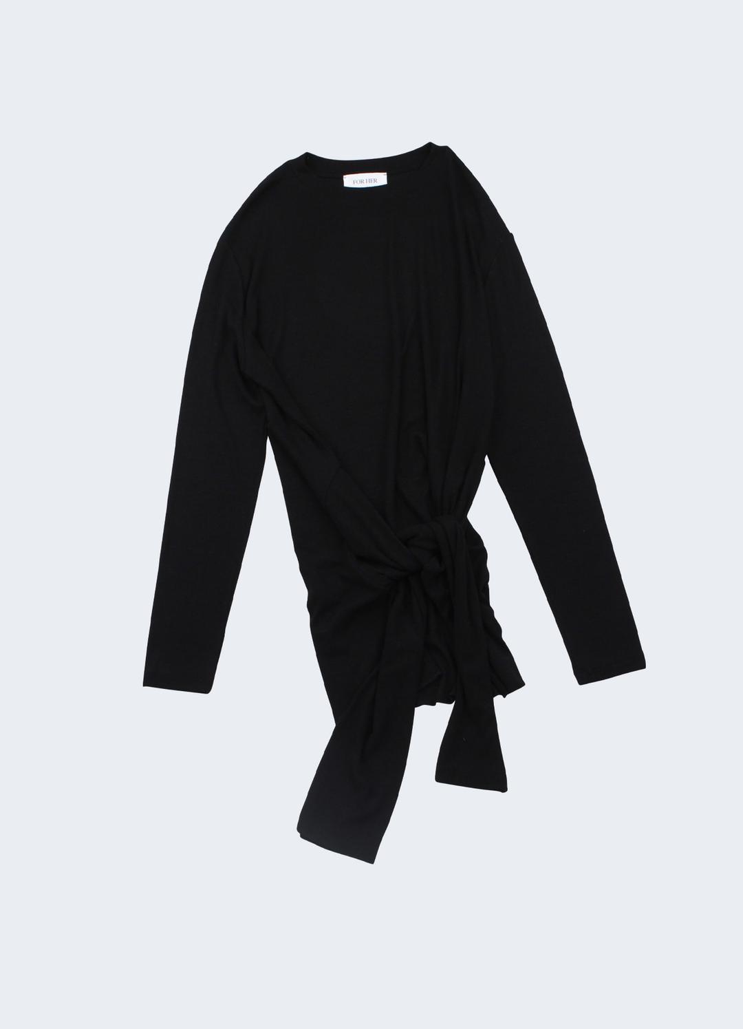 CLARE TIED SLEEVE TOP (BLACK)