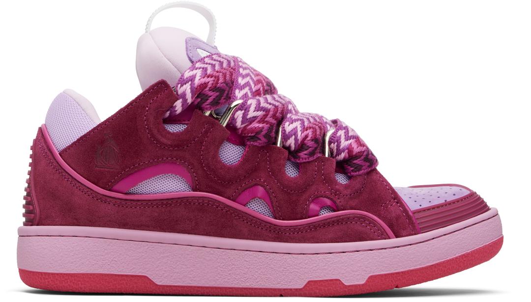 버건디 & 퍼플 가죽 커브 스니커즈