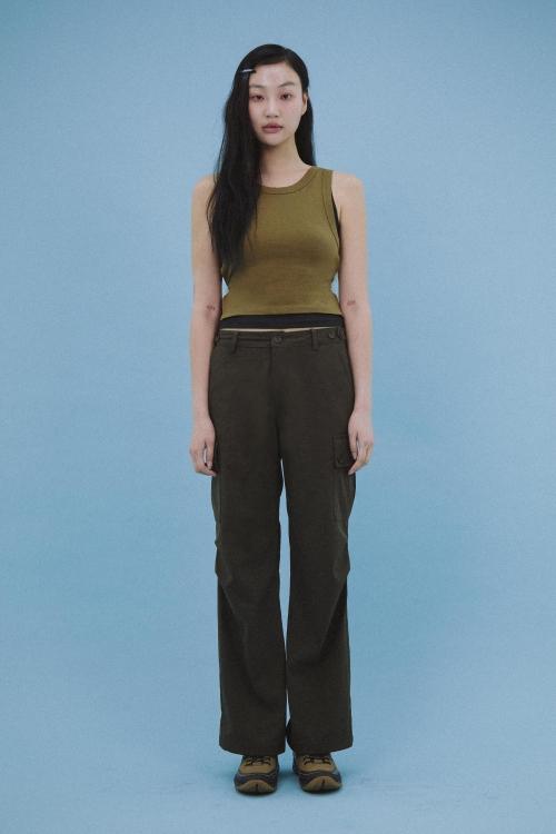 STRING LAYERED TANK TOP OLIVE AND BLACK (60% off)