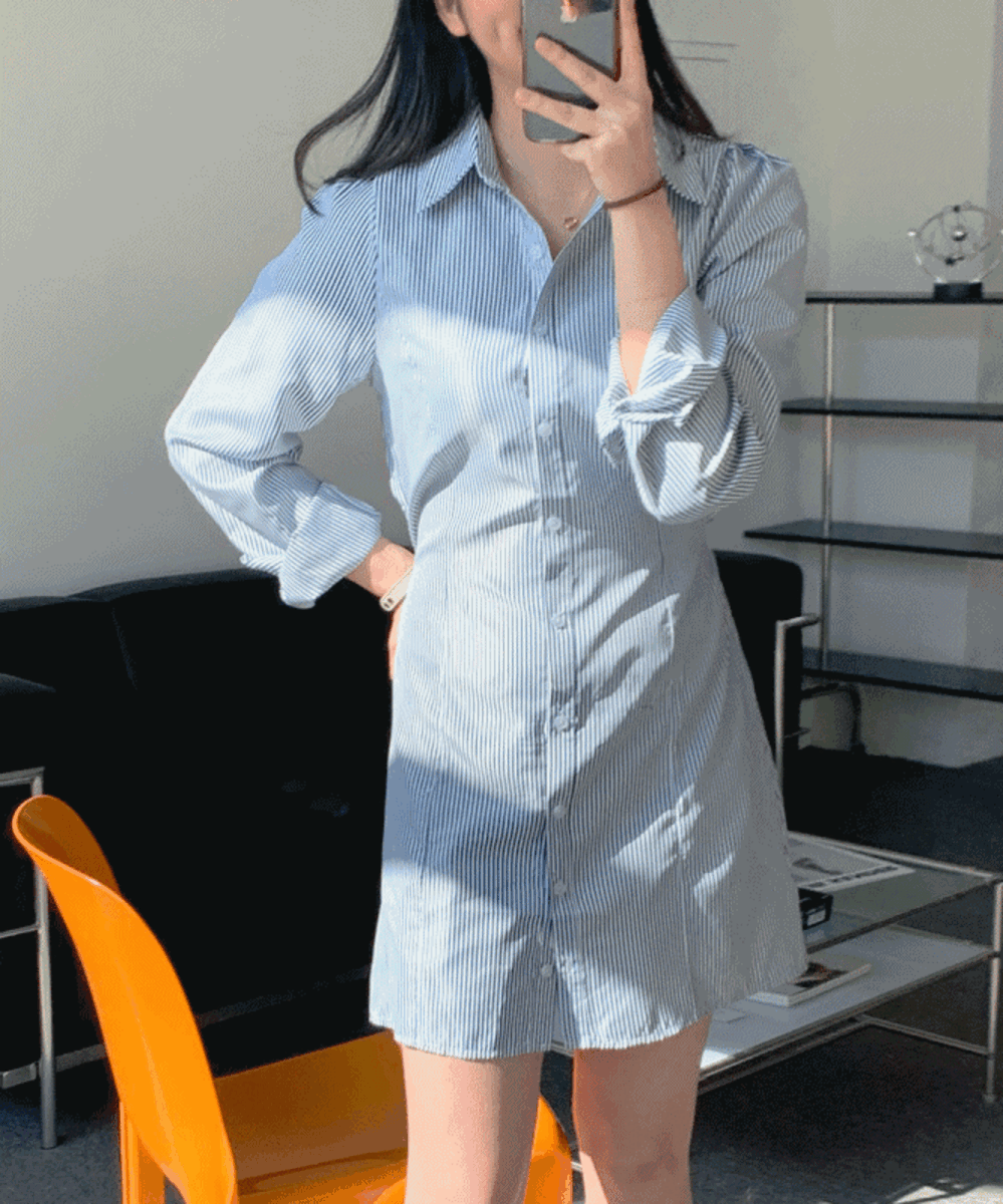 (여리여리/데이트룩♥)프루아 스트라이프 셔츠원피스