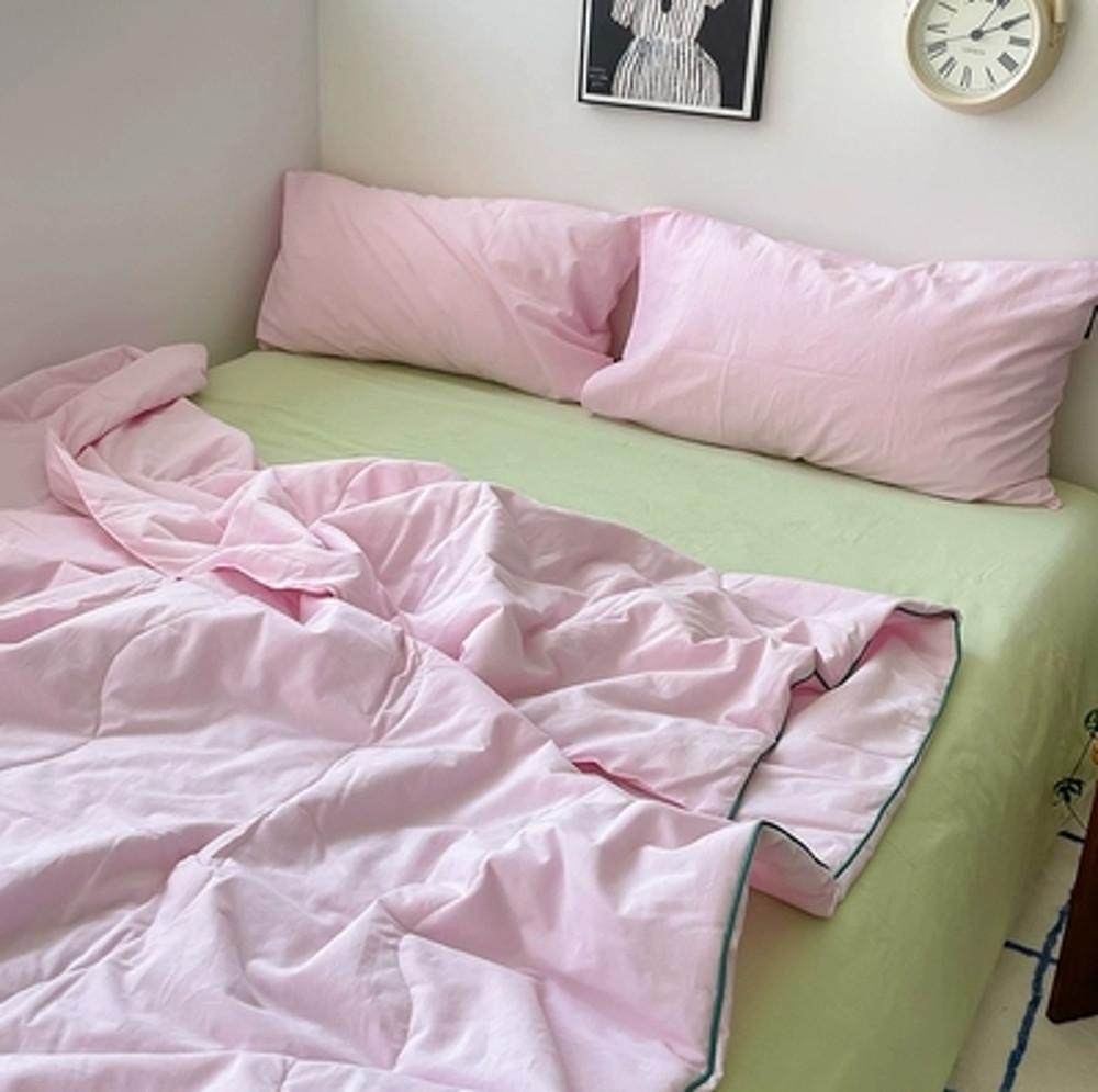 핑크 그린 포인트 여름 침구 세트 4피스