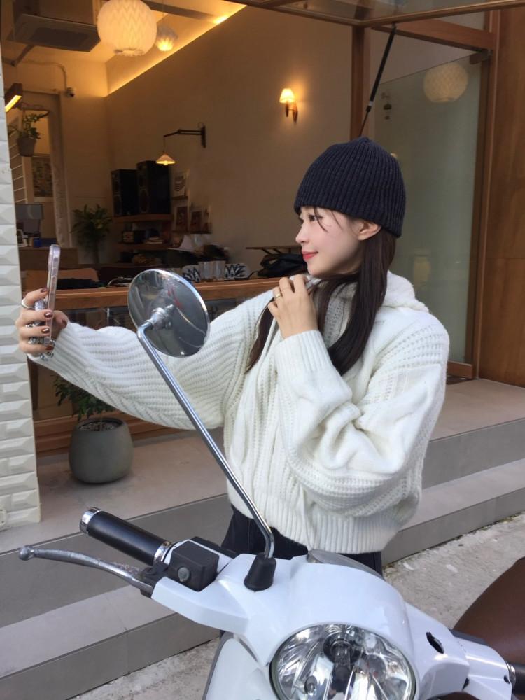 케이블 니트 울 후드집업