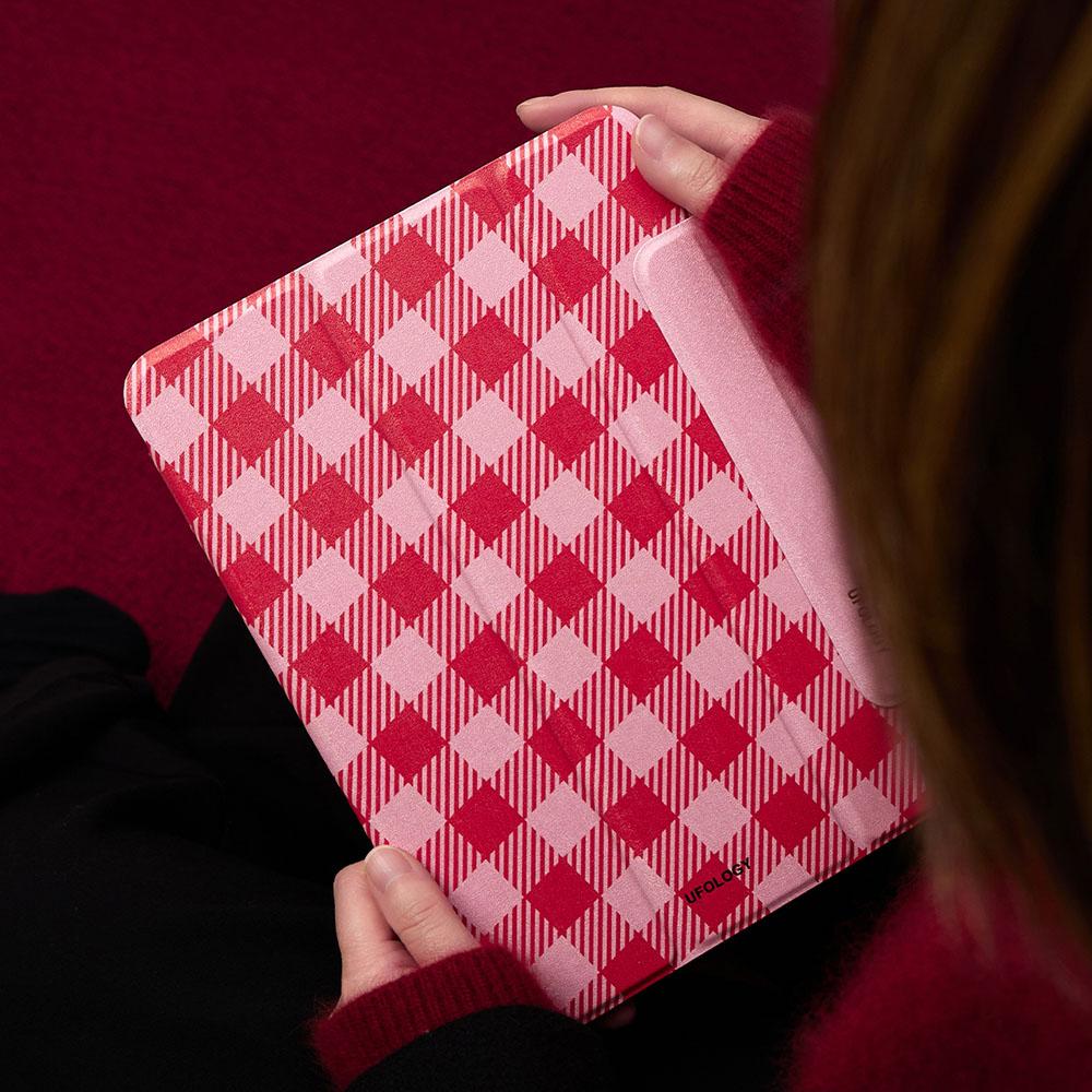 12.9 미니 에어 11인치 체크 아이패드 거치케이스 프로 세로 레드 필기거치대